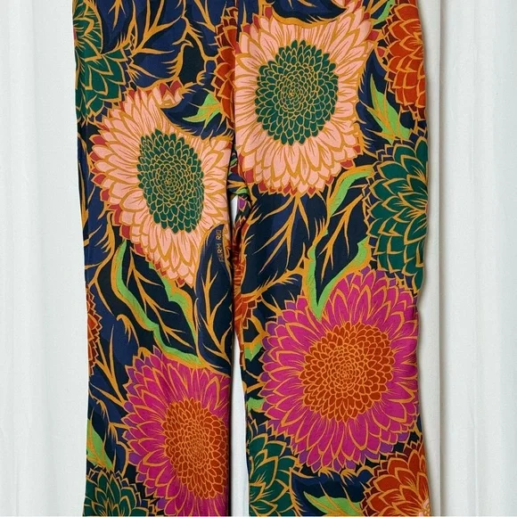 Farm Rio Vintage Garden Satin Flare Pants Womens Small NWT Luxe Boho - Picture 8 of 16